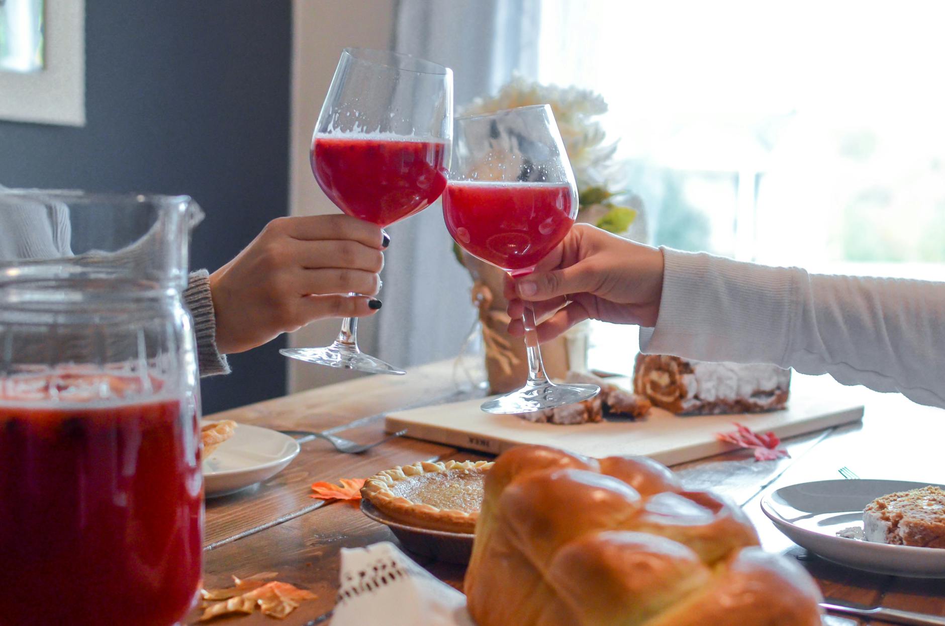 two clear stemmed glasses