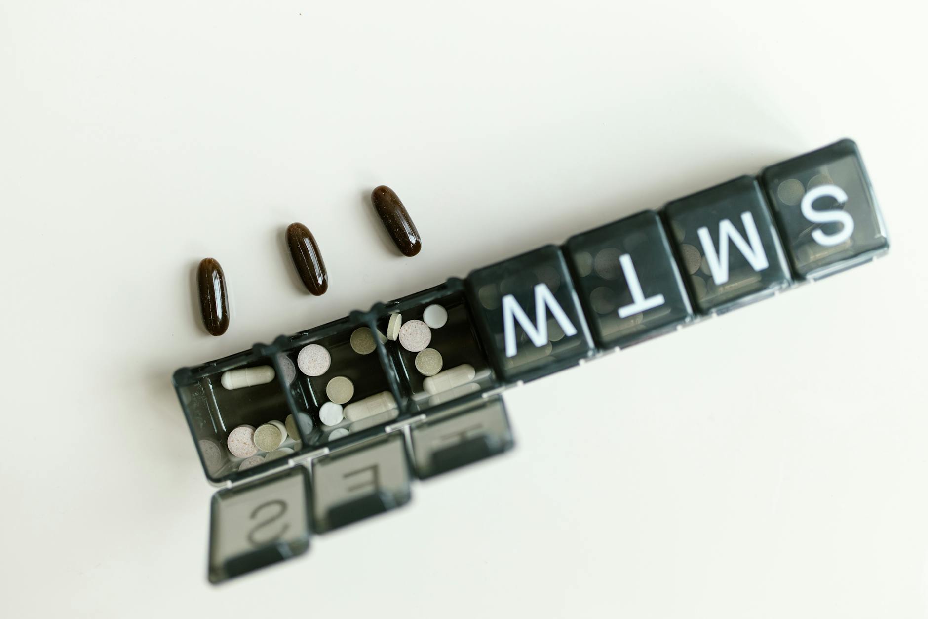 top view of a pill organizer